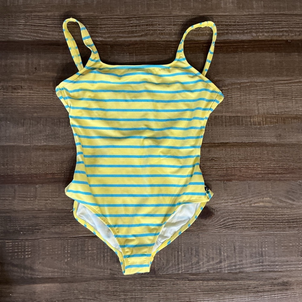 Nautica Yellow and Blue Striped Swimsuit Size 16
